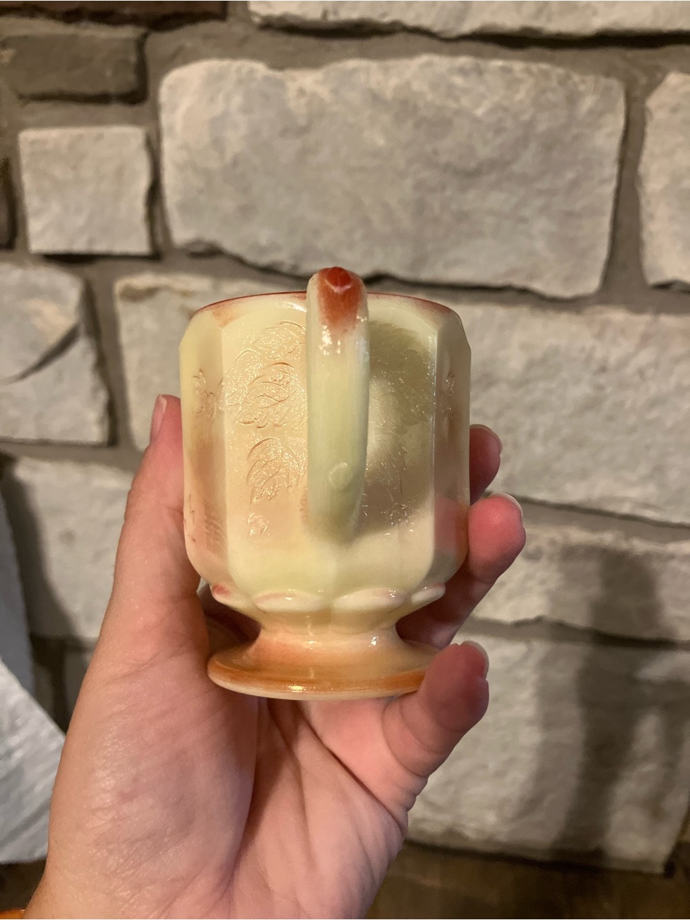 Vintage Kanawha Peach Sunset Swirl Slag Glass Cream & Sugar Set Multi-Toned - Picture 14 of 16